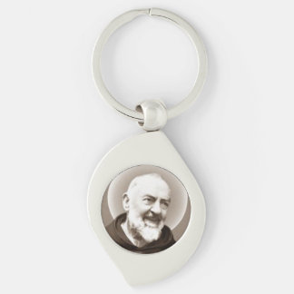 Sanktt Padre Pio Keychain Swirl Silverfärgad Nyckelring