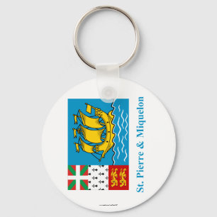 Sanktt-Pierre och Miquelon flagga med namn Nyckelring