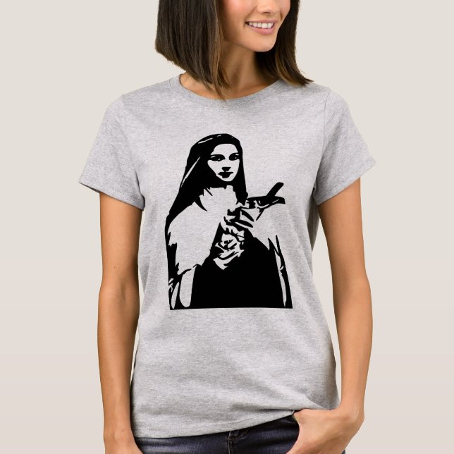 Sanktt Therese av den Lisieux damskjortan Tee (Framsida)
