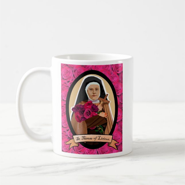 Sanktt Therese av den Lisieux muggen Kaffemugg (Vänster)