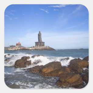 Sanktt Thiruvalluvar staty Tamil Nadu, Indien Fyrkantigt Klistermärke