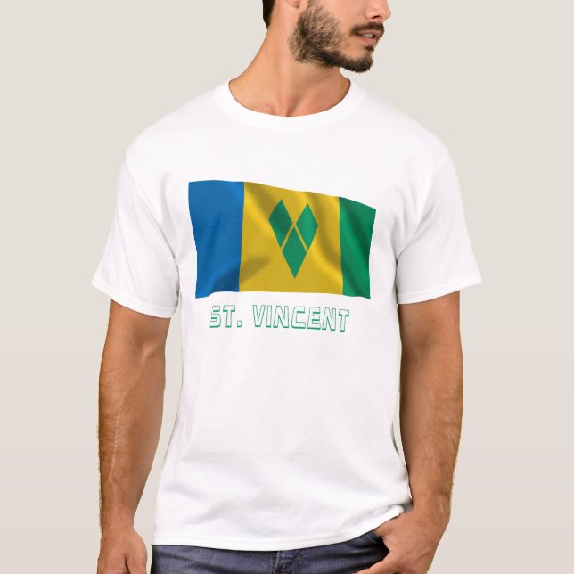 Sanktt Vincent som vinkar flagga med namn T Shirt (Framsida)