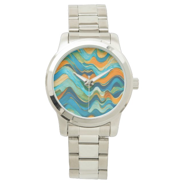 ’Sanlúcar’ Blue Grönt Orange Vinkarare Armbandsur (Framsida)