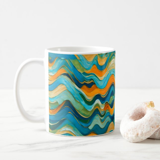 ’Sanlúcar’ Blue Grönt Orange Vinkarare Kaffemugg (Med munk)