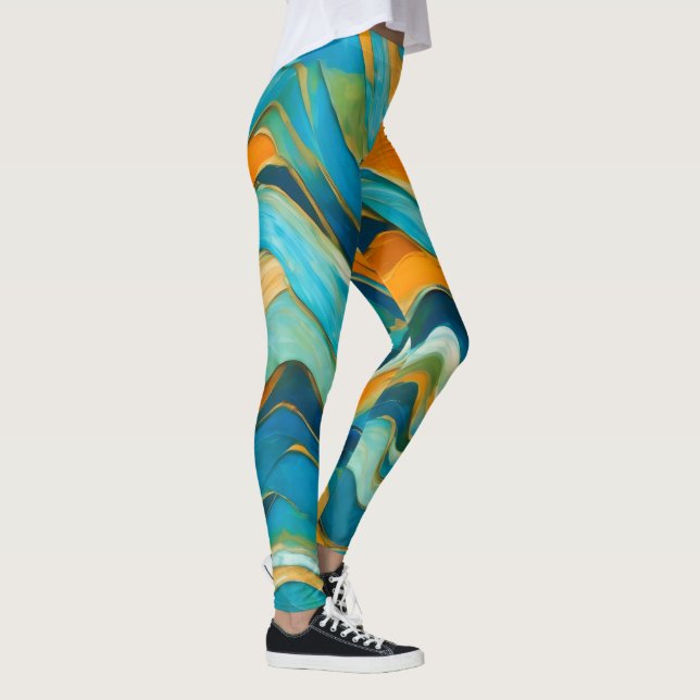’Sanlúcar’ Blue Grönt Orange Vinkarare Leggings (Höger)