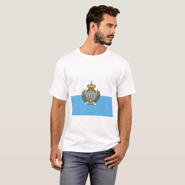 Sanmarinsk medborgarevärldsflagga t shirt (Hel framsida)