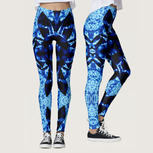 Sann Blå Polynesisk Abstrakt Mönster Leggings