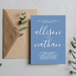 Sann enkelhet 1 Denim Blue Minimalist Bröllop Inbjudningar<br><div class="desc">Den här enkla och vackra bröllopsinbjudan är perfekt för minimalisterna i oss alla! Kontakta mig om du vill ha hjälp med att anpassa textdelen av bröllopsinbjudan.</div>