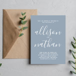 Sann enkelhet 1 Dusty Blue Minimalist Bröllop Inbjudningar<br><div class="desc">Den här enkla och vackra bröllopsinbjudan är perfekt för minimalisterna i oss alla! Kontakta mig om du vill ha hjälp med att anpassa textdelen av bröllopsinbjudan.</div>