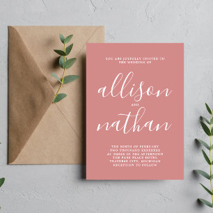 Sann enkelhet 1 Dusty Ro minimalistisk Bröllop Inbjudningar