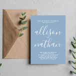 Sann enkelhet 1 Glacier Blue Minimalist Bröllop Inbjudningar<br><div class="desc">Den här enkla och vackra bröllopsinbjudan är perfekt för minimalisterna i oss alla! Kontakta mig om du vill ha hjälp med att anpassa textdelen av bröllopsinbjudan.</div>