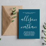 Sann enkelhet 1 Neptunblått minimalistiskt Bröllop Inbjudningar<br><div class="desc">Den här enkla och vackra bröllopsinbjudan är perfekt för minimalisterna i oss alla! Kontakta mig om du vill ha hjälp med att anpassa textdelen av bröllopsinbjudan.</div>