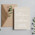 Sann enkelhet 1 Oyster Minimalist Bröllop Inbjudningar<br><div class="desc">Den här enkla och vackra bröllopsinbjudan är perfekt för minimalisterna i oss alla! Kontakta mig om du vill ha hjälp med att anpassa textdelen av bröllopsinbjudan.</div>