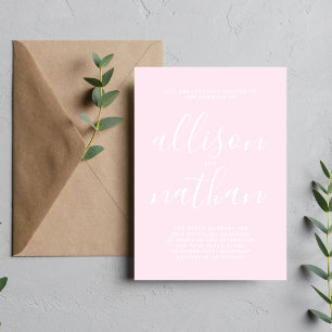 Sann enkelhet 1 Primrose Rosa Minimalist Bröllop Inbjudningar