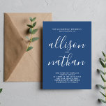 Sann enkelhet 1 True Blue Minimalist Bröllop Inbjudningar<br><div class="desc">Den här enkla och vackra bröllopsinbjudan är perfekt för minimalisterna i oss alla! Kontakta mig om du vill ha hjälp med att anpassa textdelen av bröllopsinbjudan.</div>