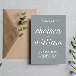 Sann enkelhet 2 Stone Grått-minimalistiskt Bröllop Inbjudningar