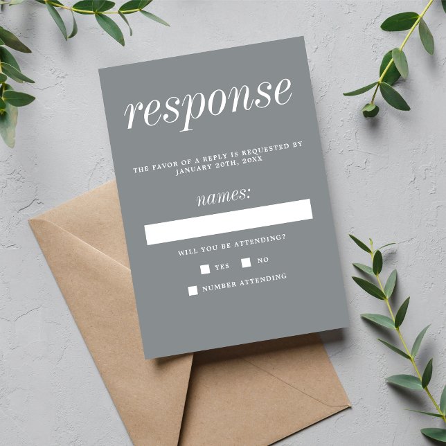 Sann enkelhet 2 Stone Grått-minimalistiskt Bröllop OSA Kort (Skapare uppladdad)