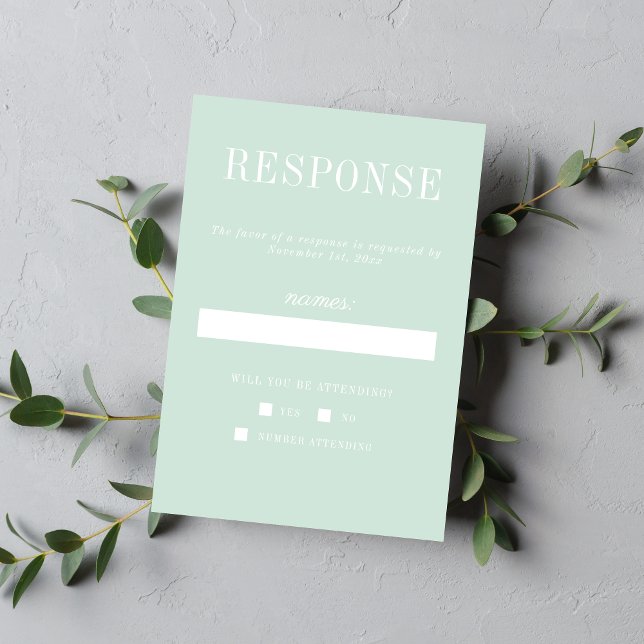 Sann enkelhet 6 Mint Minimalist Bröllop OSA Kort (Skapare uppladdad)