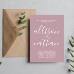 Sann enkelhet Vintage Mauve Minimalist Bröllop Inbjudningar<br><div class="desc">Den här enkla och vackra bröllopsinbjudan är perfekt för minimalisterna i oss alla! Kontakta mig om du vill ha hjälp med att anpassa textdelen av bröllopsinbjudan.</div>