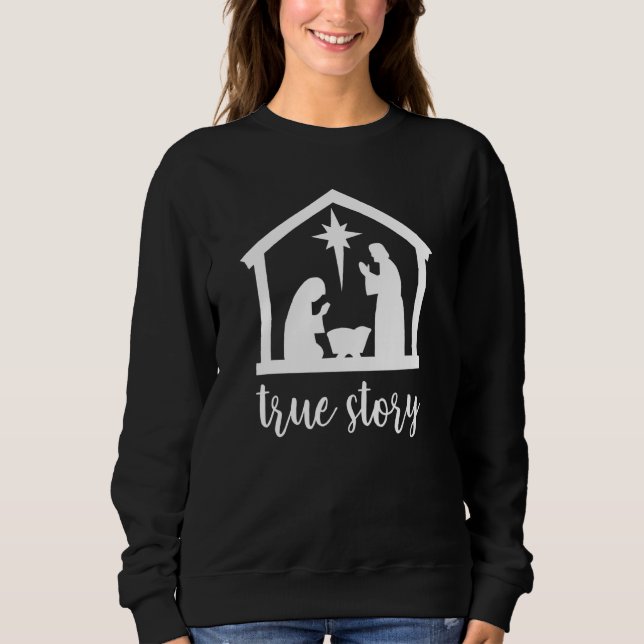 Sann historia jul nativity kristen Jesus vinter T Shirt (Framsida)
