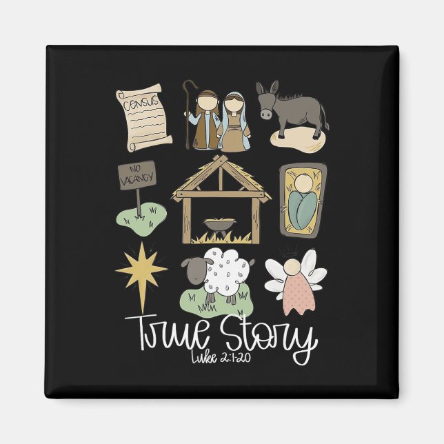 Sann-historia Retro jul kristen religiös Xma Magnet (Framsidan)
