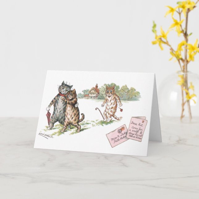 Sann kärlek av Louis Wain Blank Kort (Gul blomma)