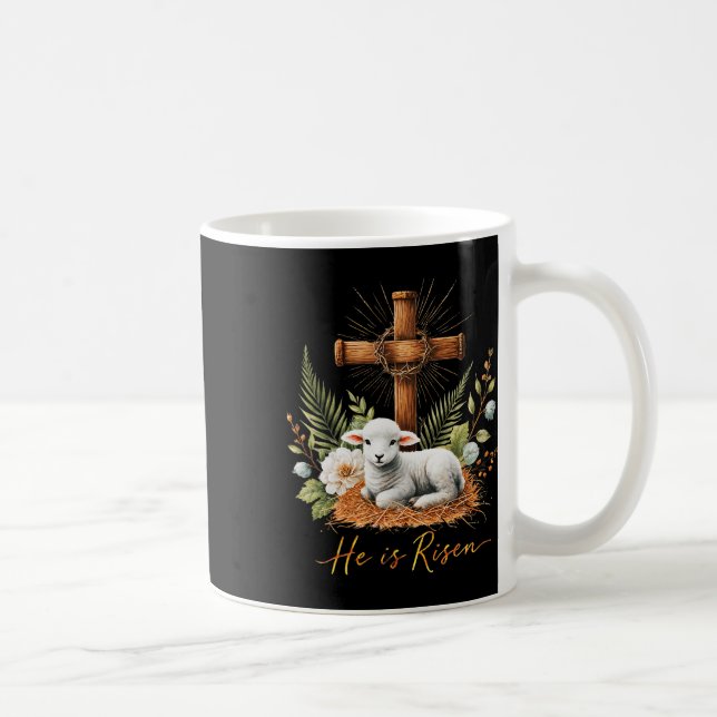 Sann påsk Han är uppstånden Lamm Törnkrans Kors  Kaffemugg (Höger)