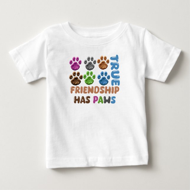 Sann vänskap har tassar t shirt (Framsida)