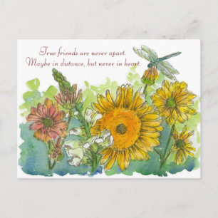 Sanna vänner är aldrig isär dikt Solrosor Vykort