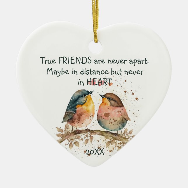 Sanna vänner är aldrig isär, kanske i avstånd julgransprydnad keramik (Framsidan)