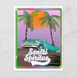 Sanncti spiritus Cuba-reseaffisch. Inbjudan Vykort
