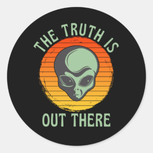 Sanningen är där ute Grått Alien UFO Runt Klistermärke