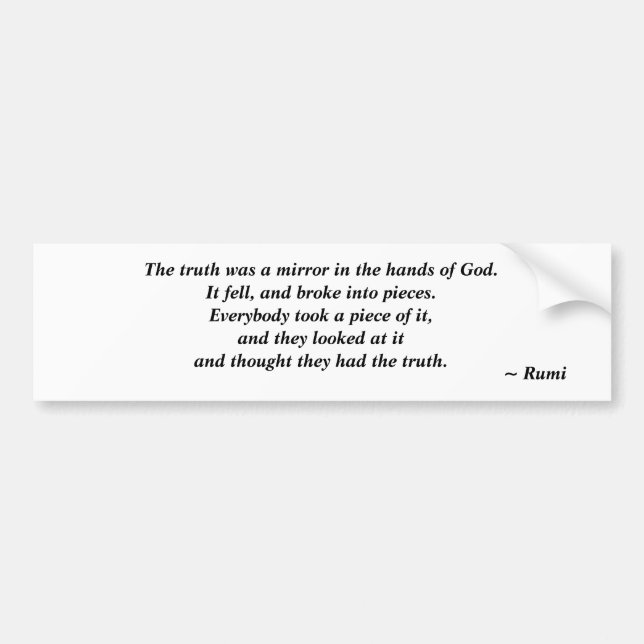 Sanningen - Rumi citerar Bumper Sticker Bildekal (Framsidan)