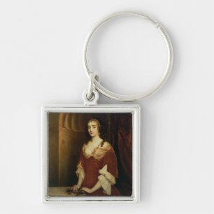 Sannolikporträtt av Nell Gwynne (1650-87), mistre Fyrkantig Silverfärgad Nyckelring