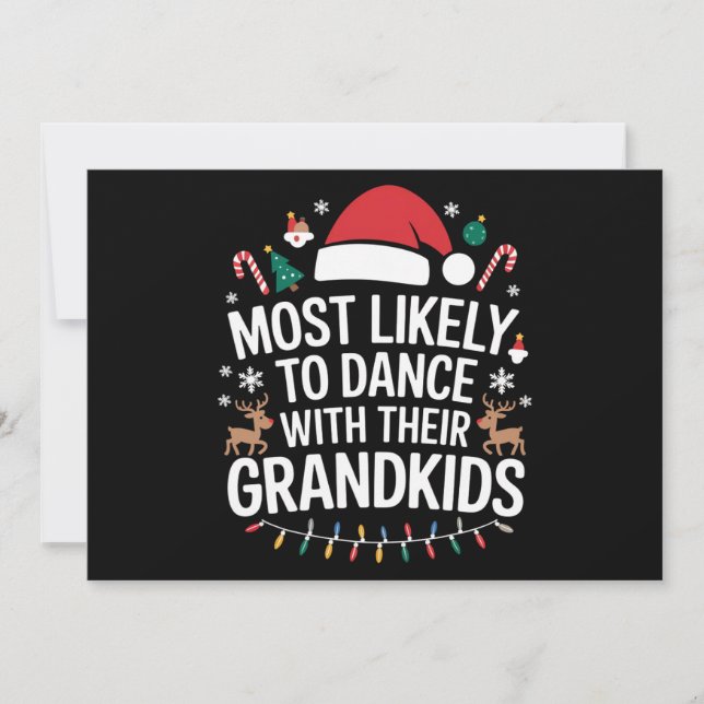 Sannolikt att dansa med sina barnbarn Familj Julkort (Framsida)