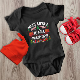 Sannolikt att somna först rolig jul t shirt