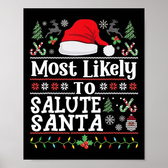 Sannolikt Salute Santa-Soldier jul Arm Poster (Framsidan)