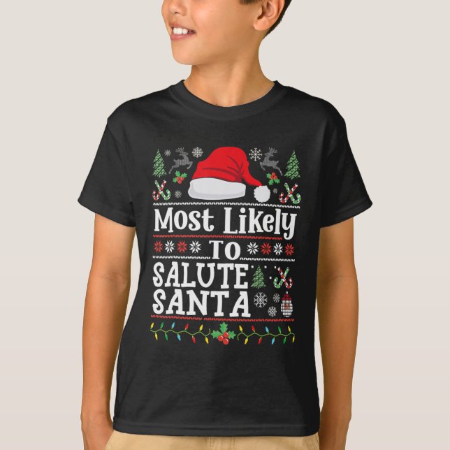 Sannolikt Salute Santa-Soldier jul Arm T Shirt (Framsida)