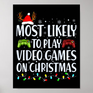 Sannolikt spela videospel på julspelen poster