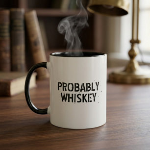 Sannolikt Whiskey Roligt Citat Typografi Mugg Pres