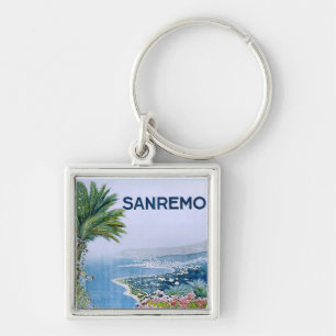 Sanremo den högvärdiga italien kvadrerar Keychai Fyrkantig Silverfärgad Nyckelring