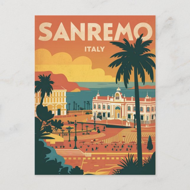 Sanremo, illustration av Italien, stil Vykort (Framsida)