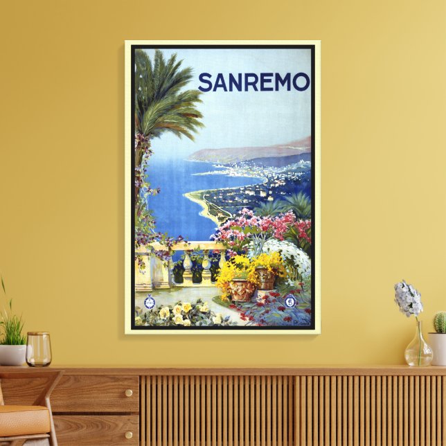 Sanremo, Italien, italienska rivieran, vintage res Canvastryck (Insitu (Vardagsrum))