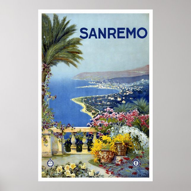 "Sanremo, Italien" Vintage resor Poster (Framsidan)