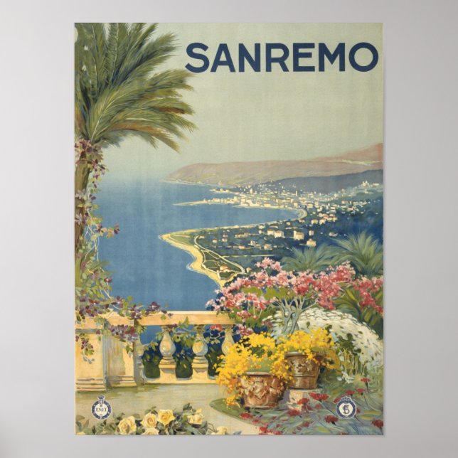 Sanremo Italien Vintage Scenia Coastal Art Print Poster (Framsidan)