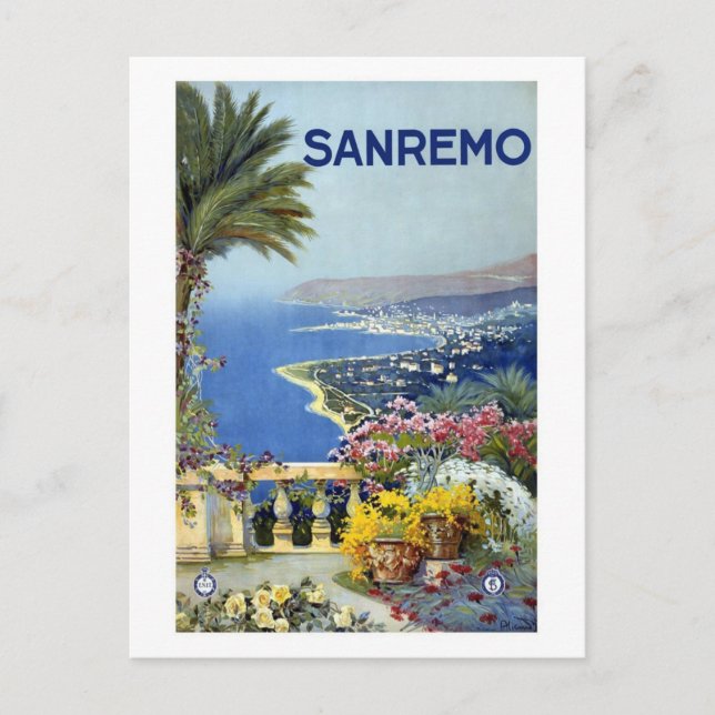 Sanremo Italien Vintage Vykort (Framsida)