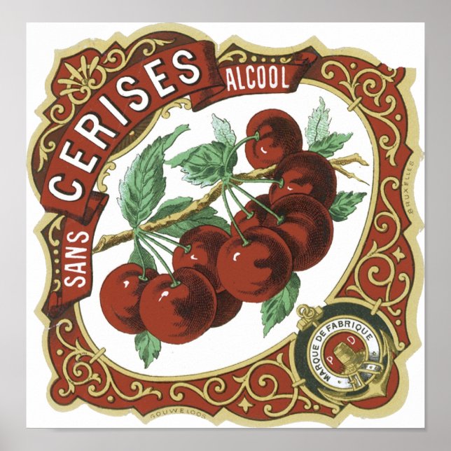 Sans Cerises Alcool Vintage Label Poster (Framsidan)