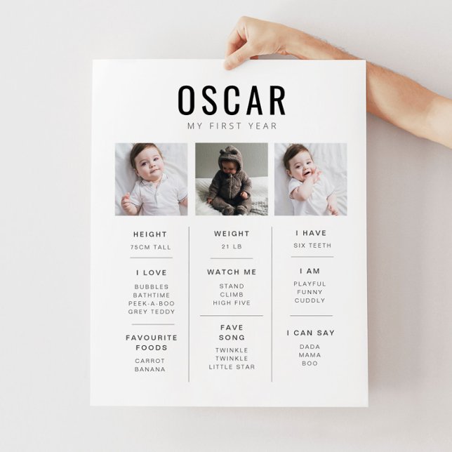 Sans Serif Milestone Poster med 3 foton (Skapare uppladdad)