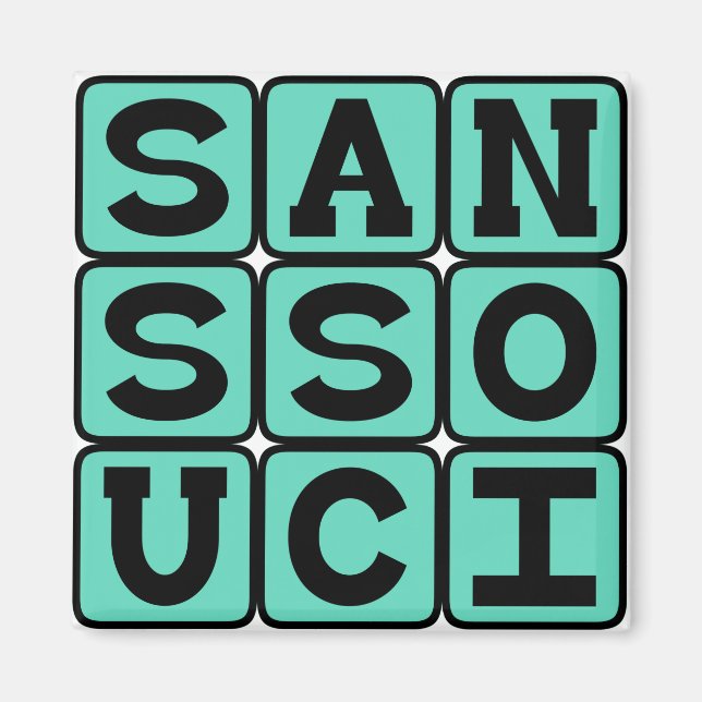 Sans Souci, Inga bekymmer latin fras Magnet (Framsidan)