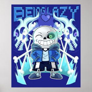 Sans Undertale Skeleton Cool Pixel Art Being Lazy  Poster